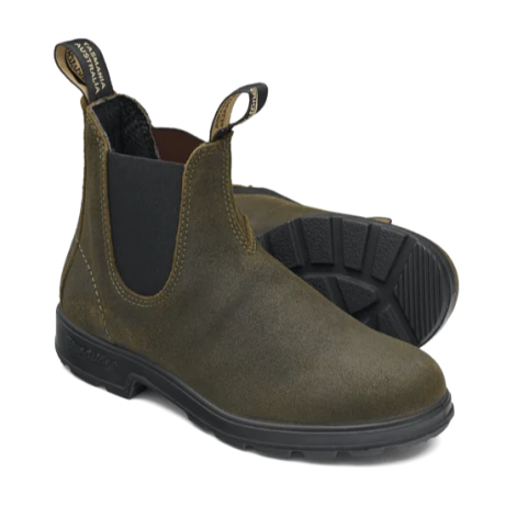 BLUNDSTONE CHELSEA BOOTS 1615 WAXED SUEDE OLIVE 36-40